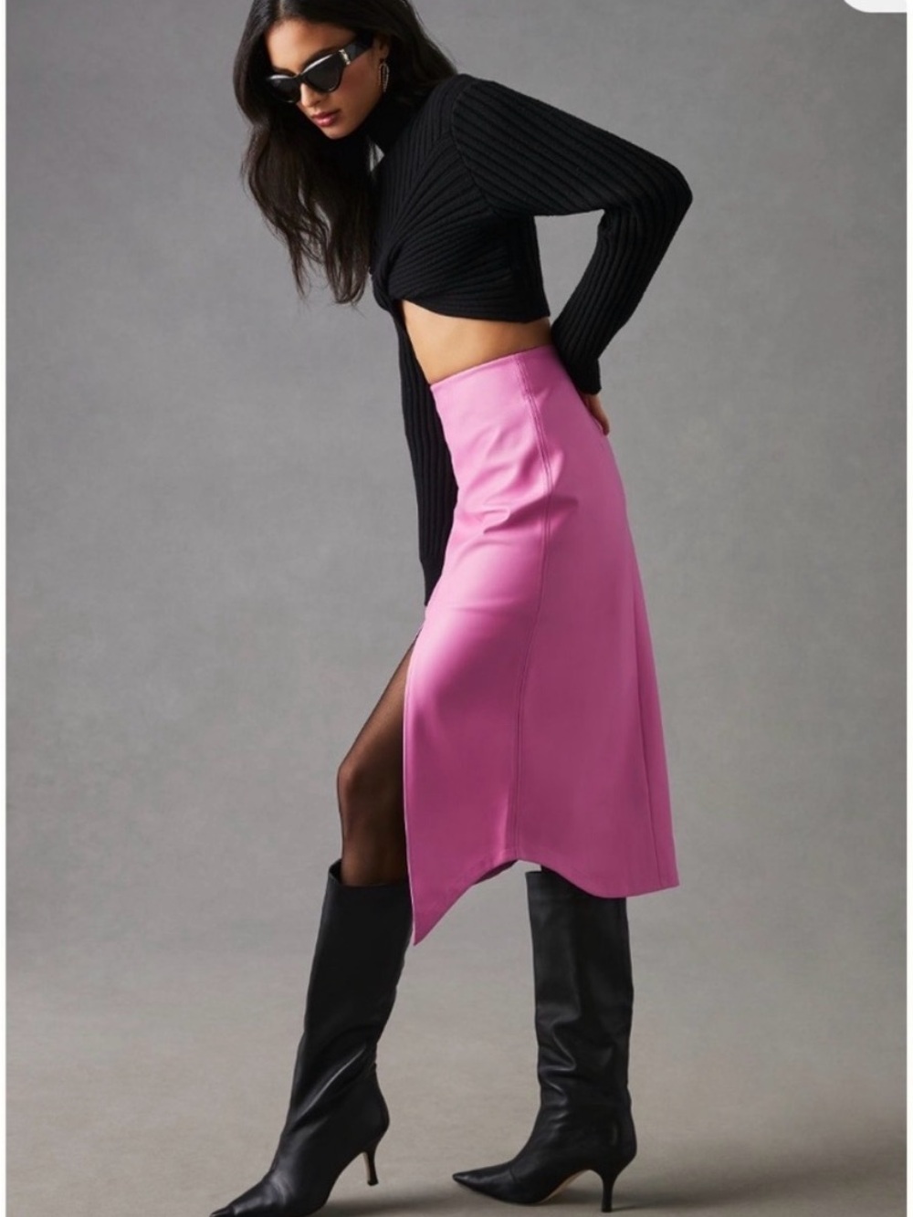 Anthropologie Maeve Faux Leather Midi Skirt NWT